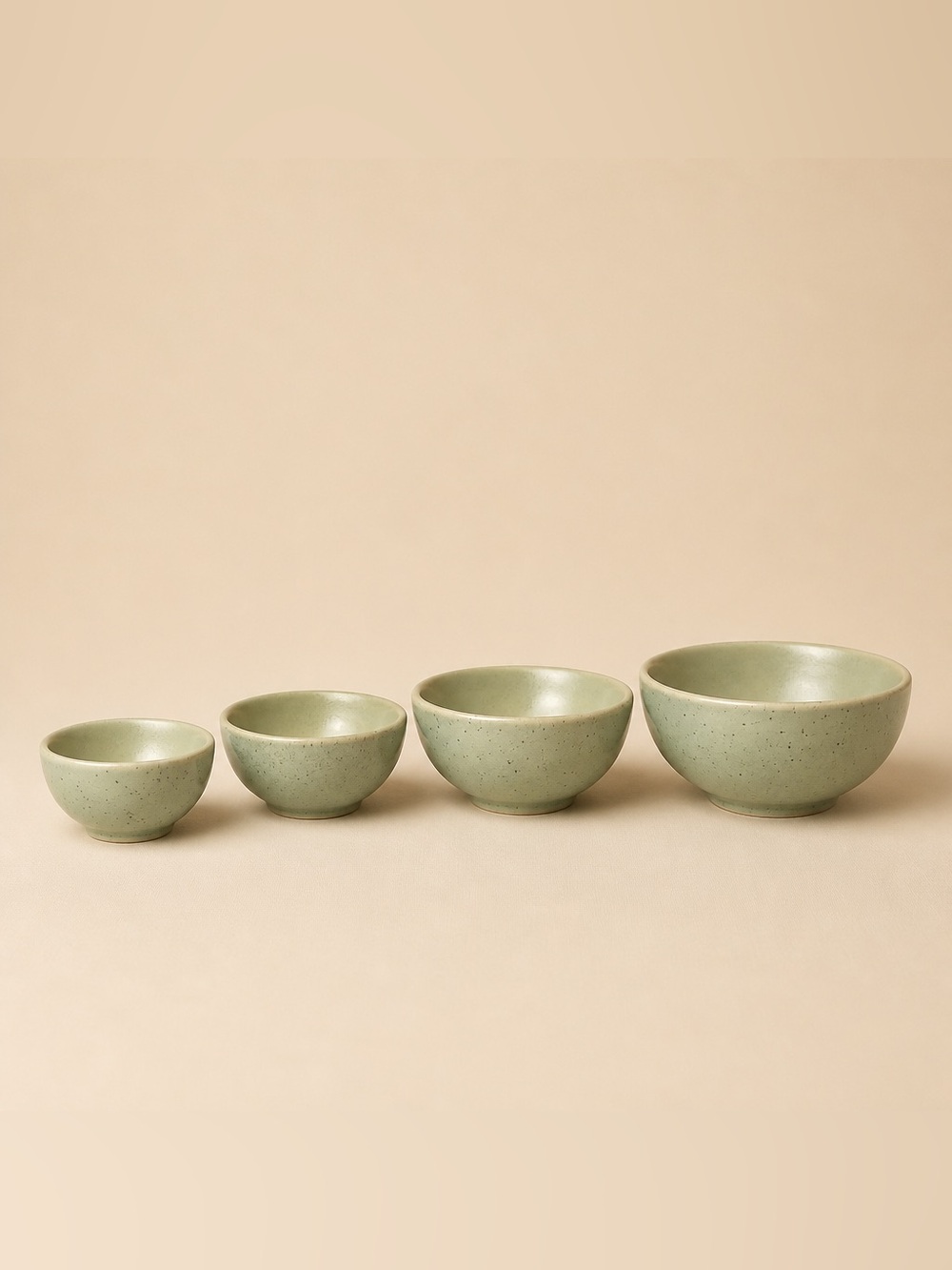 Greg Natale Ceramic Green Speckled Measuring Cup Bowls